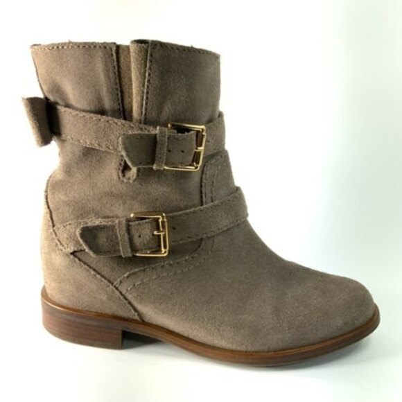 Kate Spade New York Short Boot Size 5.5 Tan Suede Ankle Buckle Brazil - Picture 2 of 13
